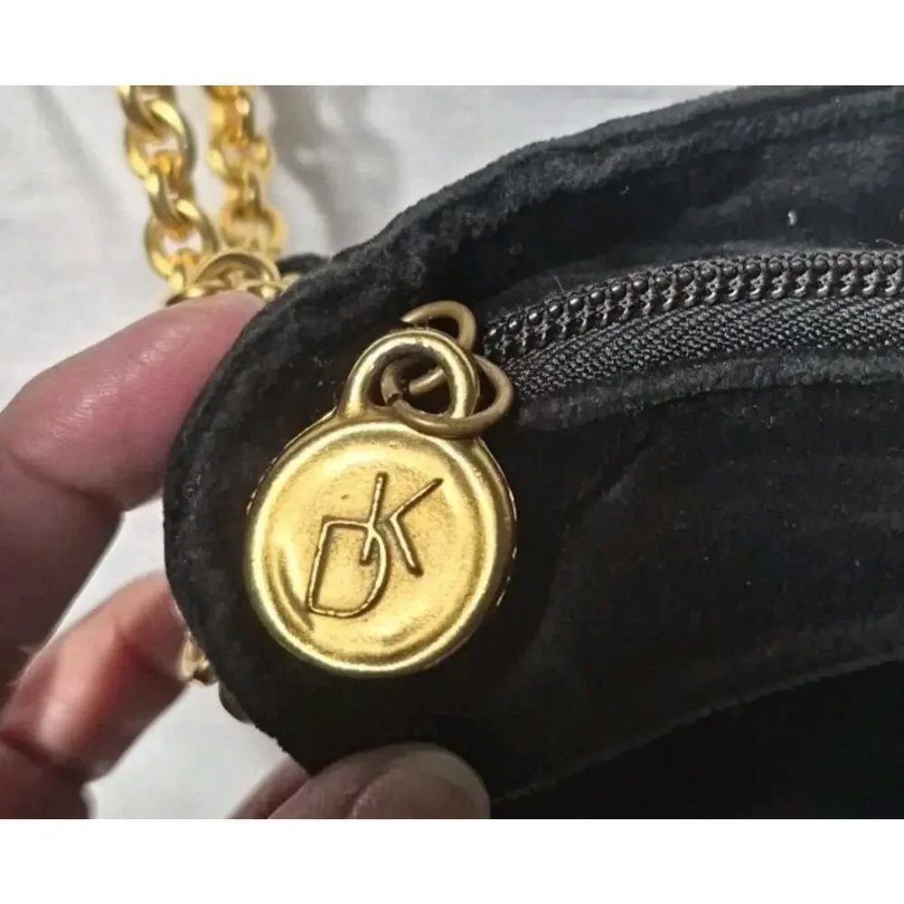 DONNA‎ KARAN BLACK GOLD CHAIN EVENING BAG PURSE VINTAGE